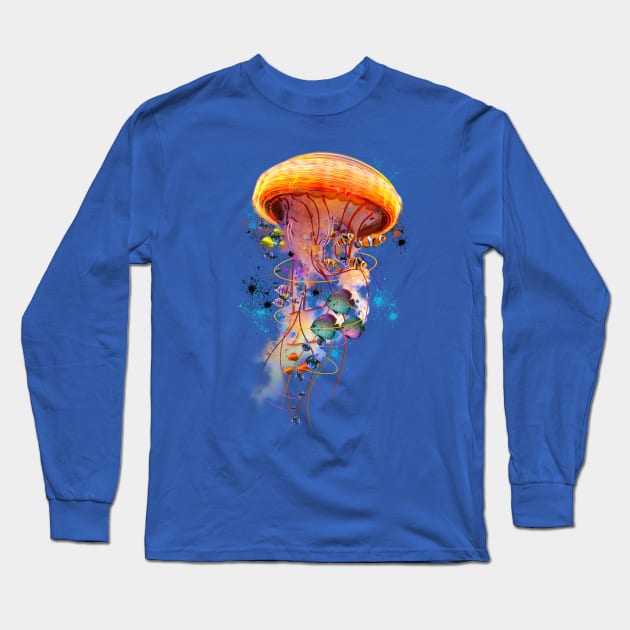 Electric Jellyfish world Long Sleeve T-Shirt by DavidLoblaw